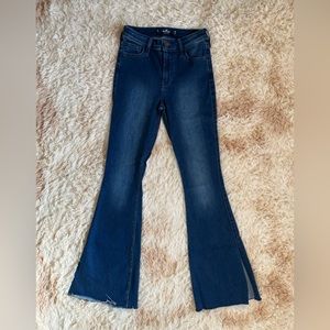 Hollister Split Hem High Rise Flare Jeans